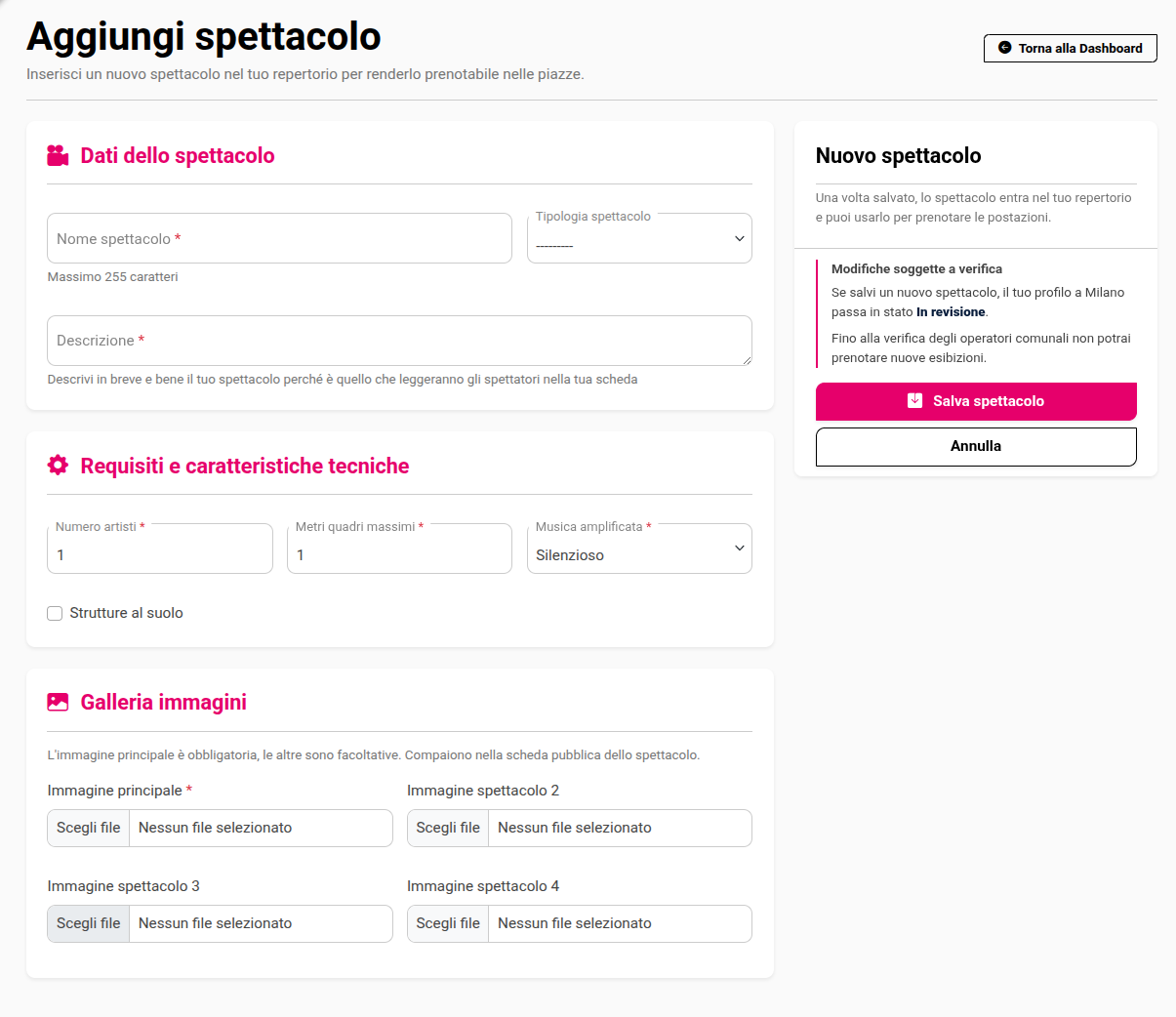 Aggiungi spettacolo