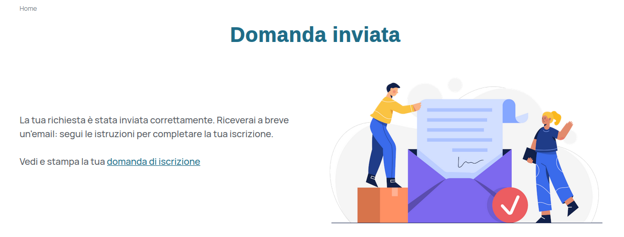 Invio domanda eseguito