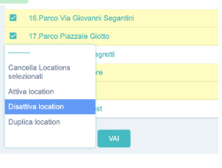 Screenshot menu a tendina