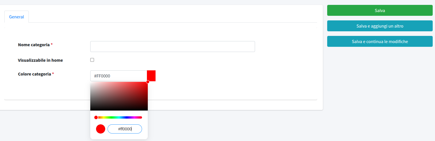 screenshot aggiunta categorie