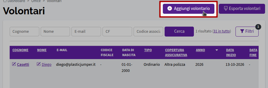 Aggiungi volontario