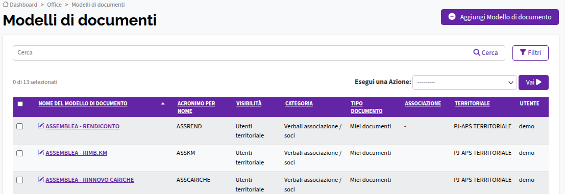 Documenti - Modelli di Documento