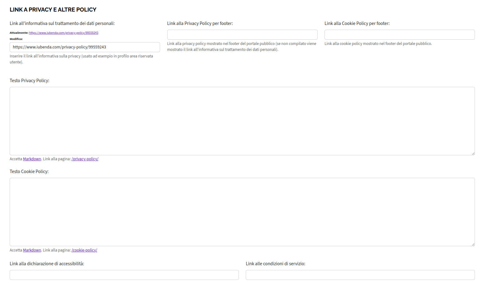 Preferenze Privacy e cookie policy