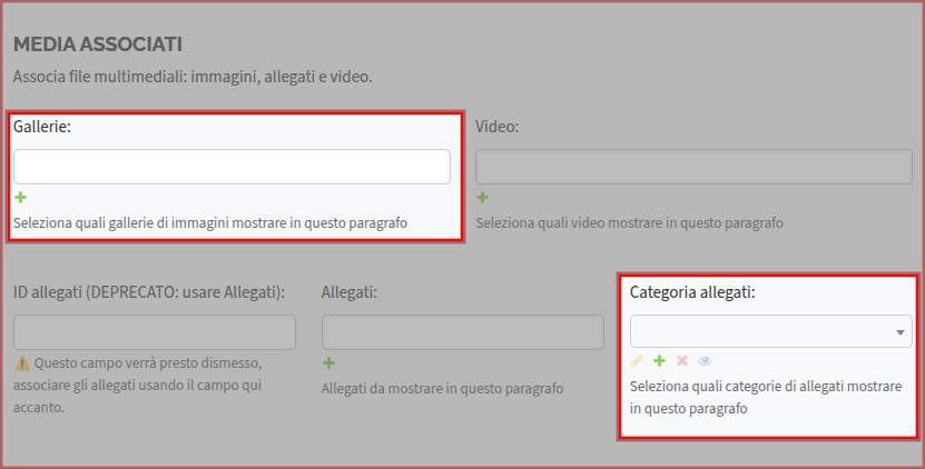 creazione paragrafi download/allegati