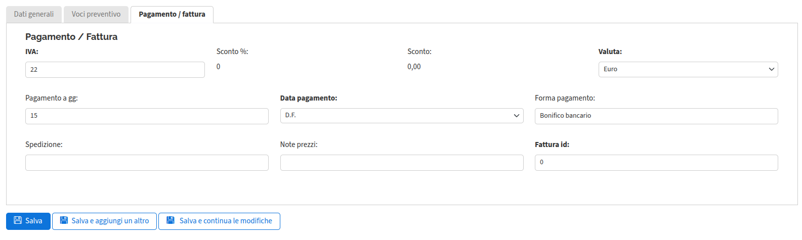 Preventivi (pagamento)