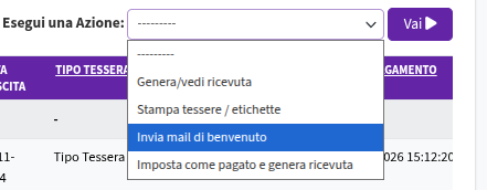 Invia mail di benvenuto