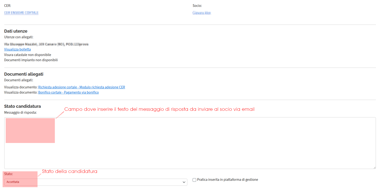 Utenze e Candidature (stato candidatura)