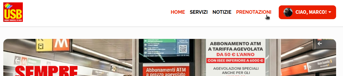 Schermata Menu Superiore USB