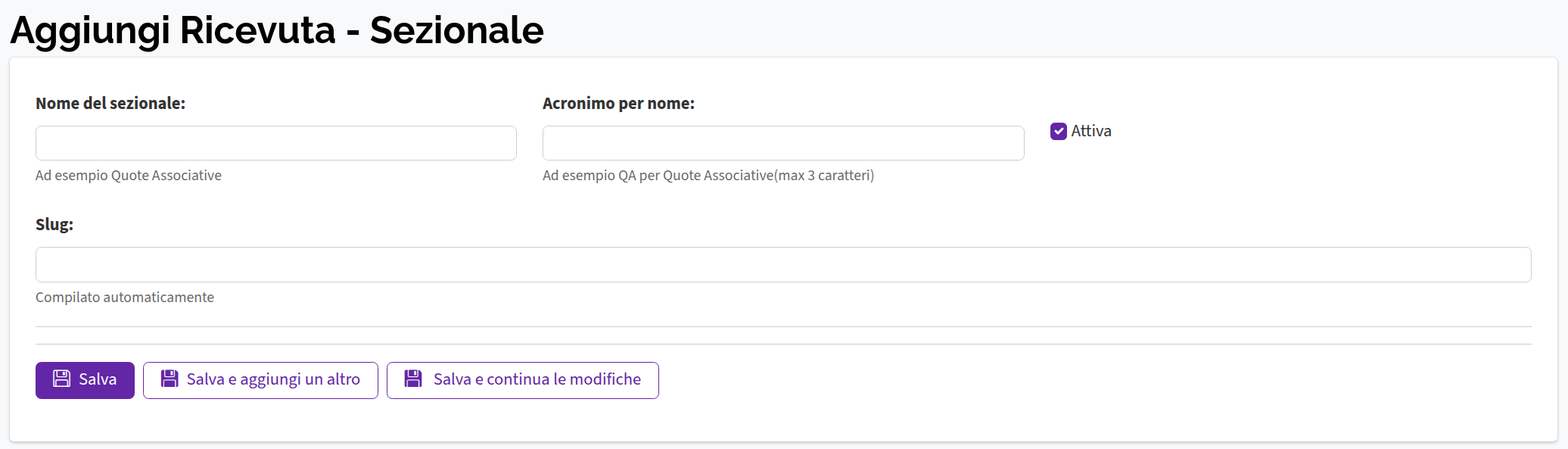 Gestione sezionali