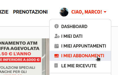Dropdown menu Profilo USB