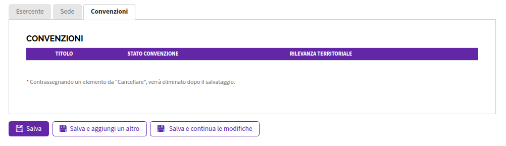 Aggiungi Esercente Convenzioni