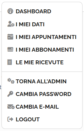 Menu utente USB Milano
