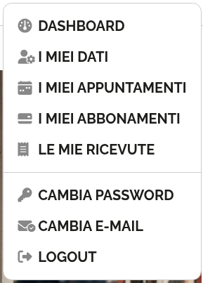 Tendina proprio profilo pratiche