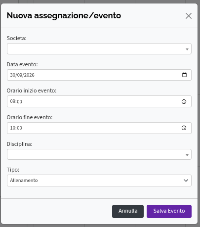 Assegnazione evento