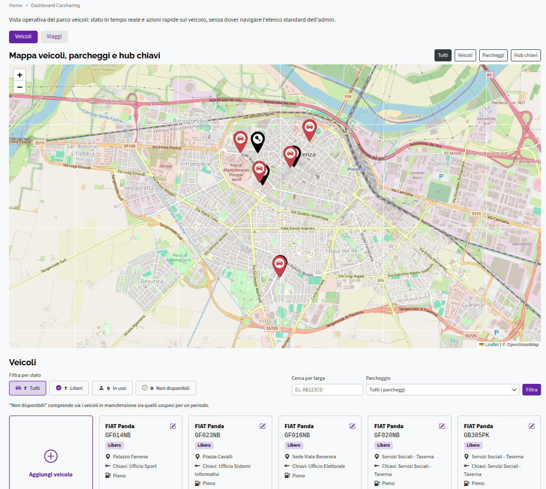 map dashboard veicoli